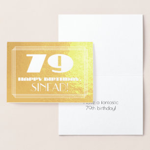 Cartão Metalizado 79.º Aniversário: Nome + Art Deco Inspiraram "79"