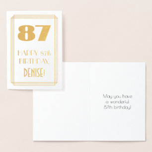 Cartão Metalizado 87.º aniversário: Art Deco Inspirou o Olho "87" &