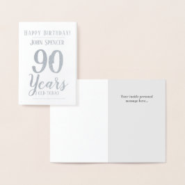Cartão Metalizado 90 Anos. Aniversário de na moda 90