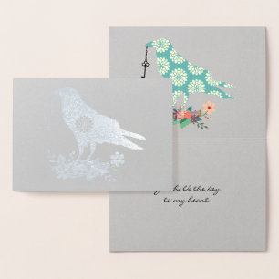 Cartão Metalizado A Chave Do Meu Coração Texto Personalizado De Páss