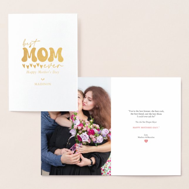 Cartão Metalizado A Cinza Vermelha é a melhor mãe de sempre (Exibição)