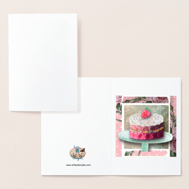 Cartão Metalizado A Confeitaria Rosa Morango (Exibição)