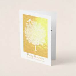 Cartão Metalizado A Folha de Ouro Raven Decorre Árvore de Natal