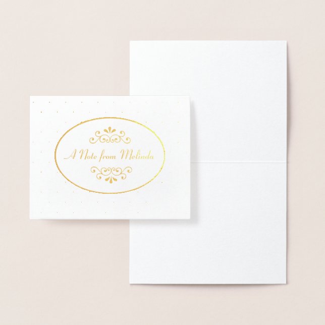 Cartão Metalizado "A Note From" Personalizado Gold Foil Notecard (Display)