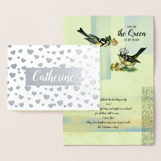 Cartão Metalizado À Rainha do meu Coração. Dia dos Namorados (Exibição)