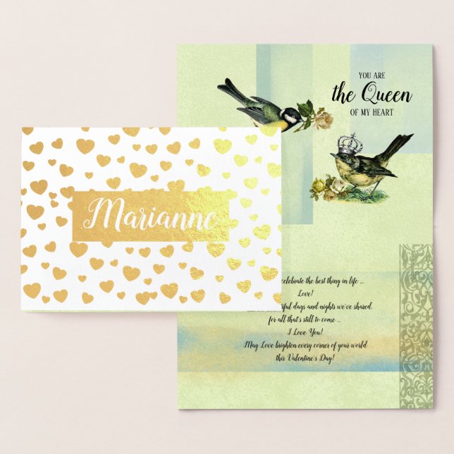 Cartão Metalizado À Rainha do meu Coração. Dia dos Namorados (Exibição)