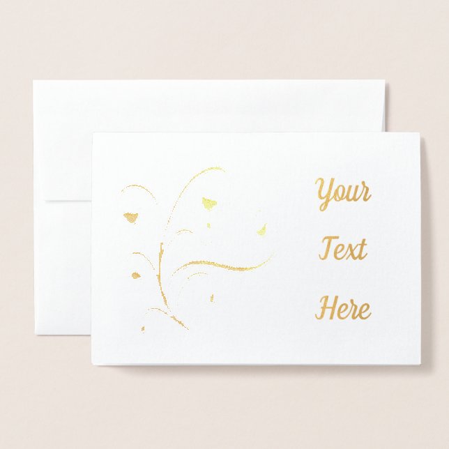 Cartão Metalizado Abstrato de Flor Moderno (Frente com envelope)