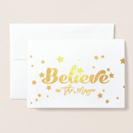 Cartão Metalizado Acredite em fotos de Natal de folha de ouro