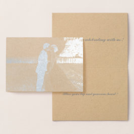 Cartão Metalizado adicionar sua própria foto de casamento