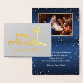 Cartão Metalizado Adoração dos Pastores. Natal Luxury Real