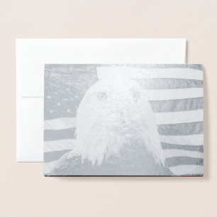 Cartão Metalizado Águia americana careca e bandeira americana