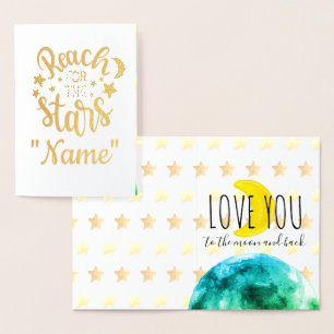 Cartão Metalizado Alcance as Estrelas, Ame-te à Lua e Volta