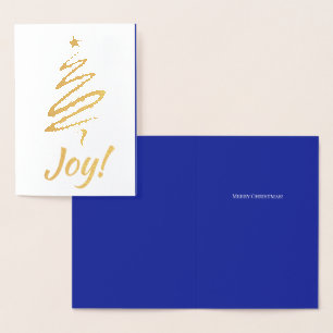 Cartão Metalizado Alegria! Feliz Natal Árvore Azul De Árvore