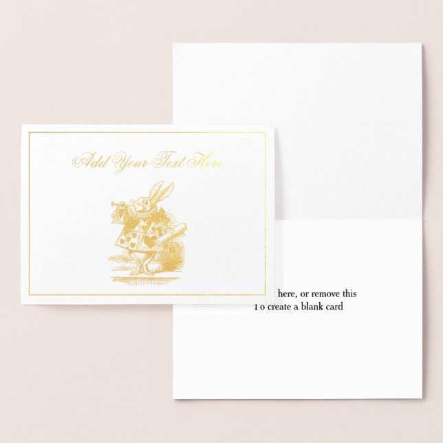 Cartão Metalizado Alice no País das Maravilhas do Coelho Branco (Exibição)