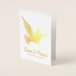 Cartão Metalizado Amor e Paz Natal Desejos de Dove Olive Branch