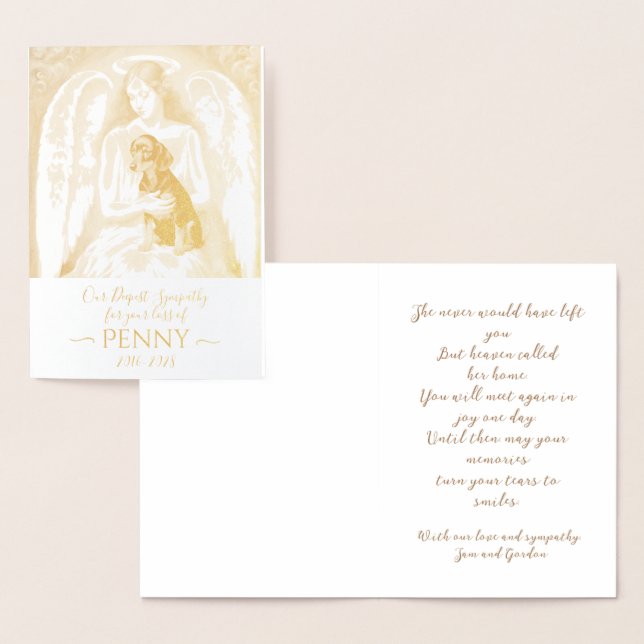 Cartão Metalizado Angela Simpatia por Perda de Black Tan Dachshund (Exibição)