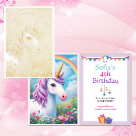 Cartão Metalizado Aniversário da rico Unicorn Special Girl Dourado