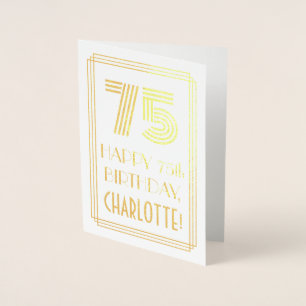Cartão Metalizado Aniversário de 75 anos - Visual Inspirado em Art D