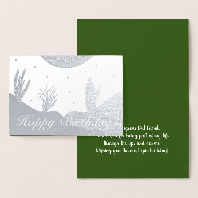 Cartão Metalizado Aniversário do Desert Cactus Dune Doodles (Exibição)