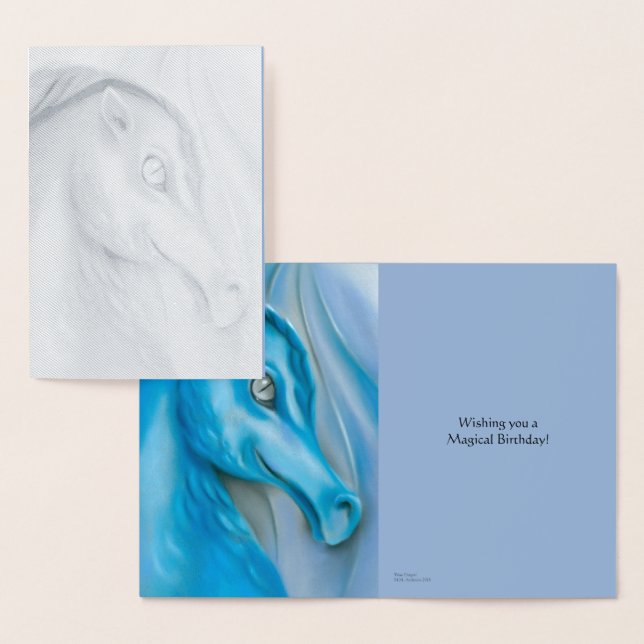 Cartão Metalizado Aniversário do Trabalho de arte do Dragão Azul (Exibição)