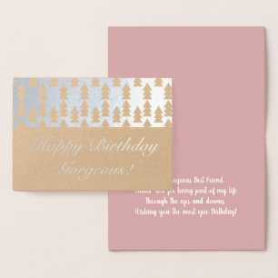 Cartão Metalizado Aniversário Geométrico da Árvore de Natal Moderna