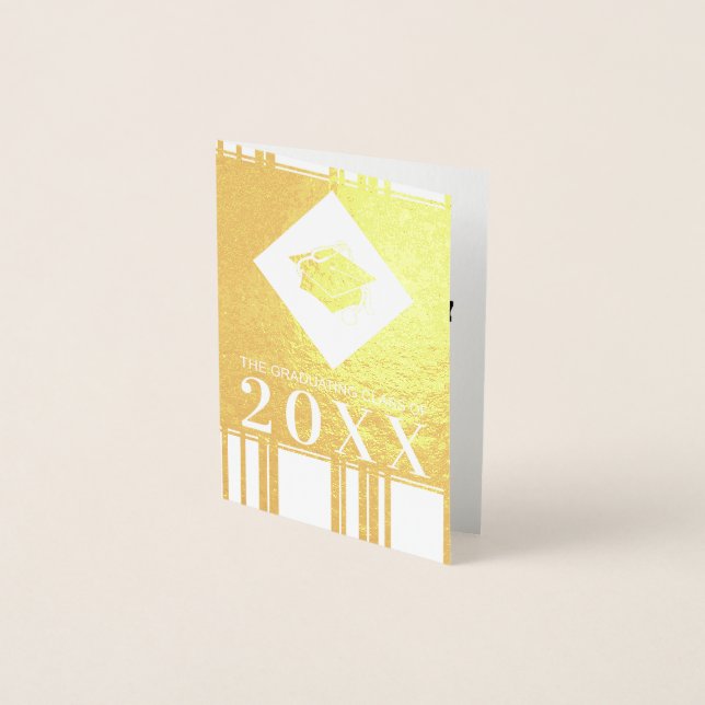Cartão Metalizado ano personalizável do formando de licenciatura em  (Frente)
