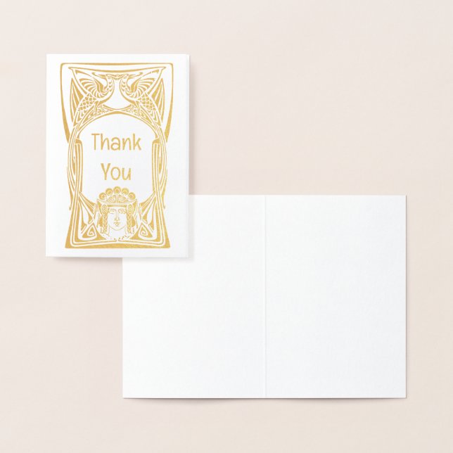 Cartão Metalizado Art Nouveau Peacock Lady (Exibição)