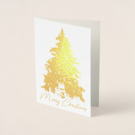 Cartão Metalizado Árvore de Natal Dourada Elegante e presentes Foto