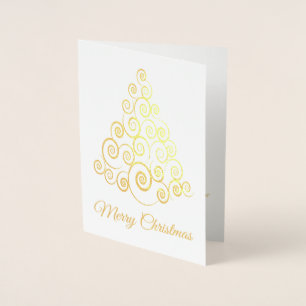 Cartão Metalizado Árvore Dourada Elegante - Natal sem Foto