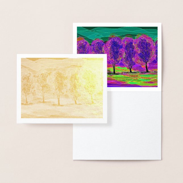 Cartão Metalizado Árvores Roxas por Mark Edward Westerfield Gold Foi (Display)