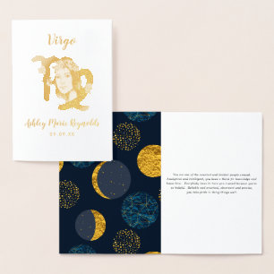 Cartão Metalizado Astrologia de Virgem Signo do Zodíaco Personaliz