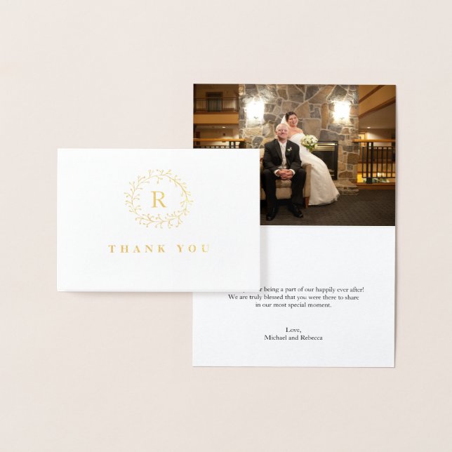 Cartão Metalizado Aterro De Ouro Foil Twig & Berry Wreath Casamento  (Exibição)