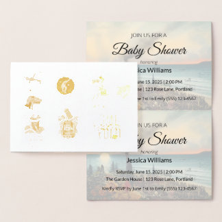Cartão Metalizado Atualização do Chá de Bebê Boho Fofo