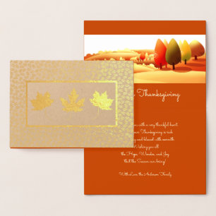 Cartão Metalizado Autumn Landscape Luxury Ação de Graças Real