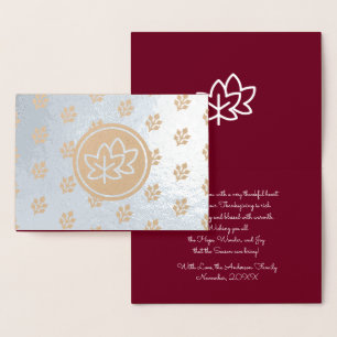 Cartão Metalizado Autumn Leaves & Berries - Ação de Graças Real