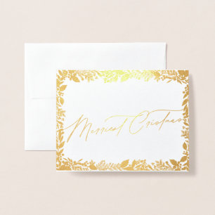 Cartão Metalizado bagas festivas tradicionais, verde e natal vermelh