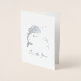 Cartão Metalizado Baleia Chá de fraldas Narral Blue Boy