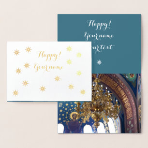 Cartão Metalizado Belo candelabro na Catedral