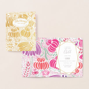 Cartão Metalizado Bênçãos de Chá de fraldas Floral Real Gold Foil