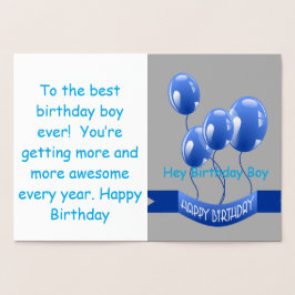 Cartão Metalizado Birthday boy foil card