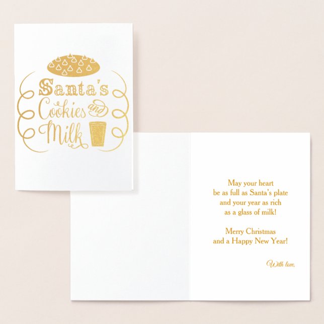 Cartão Metalizado Biscoitos e Leite do Papai Noel Natal Caprichoso (Exibição)