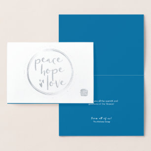 Cartão Metalizado Blue Peace hope Love Business logo Natal