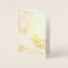 Cartão Metalizado Buon Natale Felice Anno Nuovo Vintage Foil Card