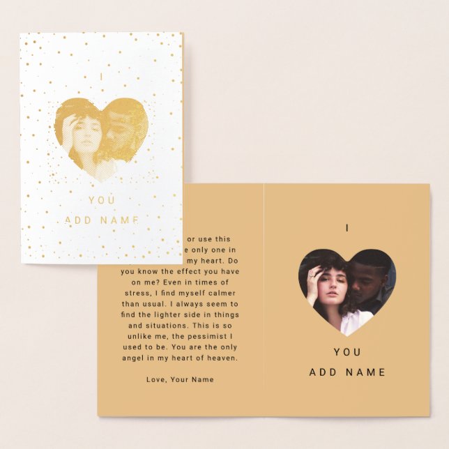 Cartão Metalizado Camel I Love You Luxury Photo Text Namorados (Exibição)