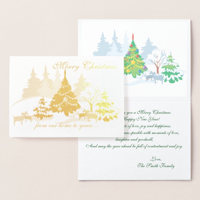 Cartão Metalizado Caprinos de Natal Real no inverno (Exibição)