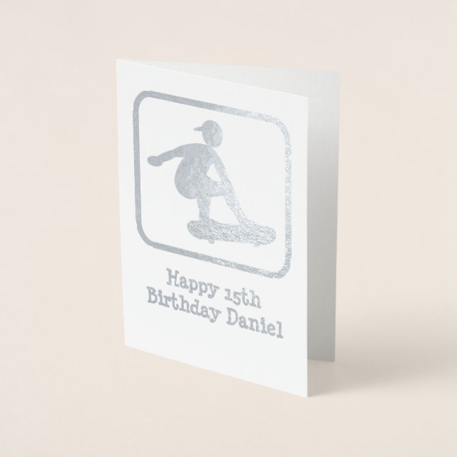 Cartão Metalizado Cara Skateboard - Dentro de Foto Próprio - Persona (Frente)