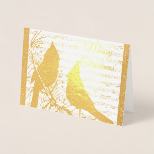 Cartão Metalizado Cardeais de Natal com folha de imagens brilhantes