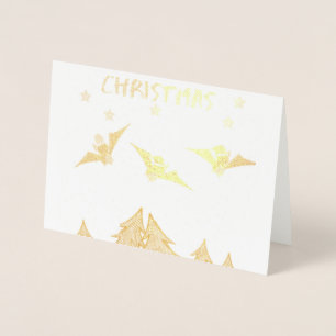 Cartão Metalizado Cartaz de natal do tema gótico com morcegos bonito