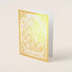 Cartão Metalizado Cartoon de Osterímetro monocromático mit Ostereier