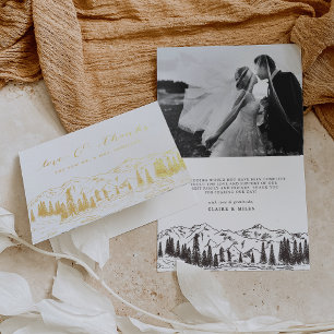 Cartão Metalizado Casamento De Esquetes Montanhês Obrigado